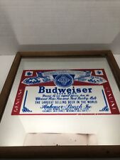 1970s Budweiser Glass Mirror Sign 12x12 Barware Brewerania picture