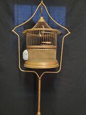 antique japanese bird Cage W/ 60 In Tall Stand To Match  picture