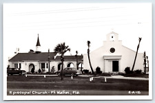 Episcopal Church Ft Walton Florida Real Photo Vintage Postcard FL Old Cars picture