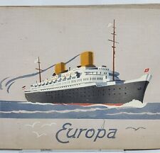 Vtg German Steamship Europe Europa Photo Album Scrapbook W/ Spider Web Tissue picture