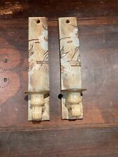 PAIR OF BEAUTIFUL GLAZED STONEWARE OR CERAMIC WALL SCONCES picture
