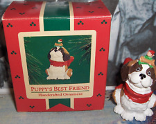 Puppy's Best Friend-1986'Elf Sitting On Top Of Puppy's Head,Hallmark Ornament picture