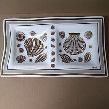 Vintage George Braird Gold Shells Double Serving Tray / Dish picture