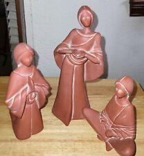Set of 3 Terracotta Colored Decorative Ceramic Ladies Figurines picture