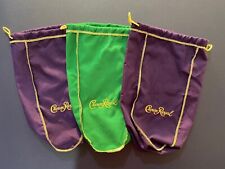 3 Crown Royal Bags - 13 inch by 9 inch Two Purple One Green Drawstring picture