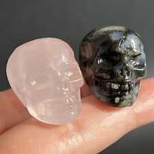 2x Wholesale natural Mixed carved skull quartz crystal skull reiki healing 1.1