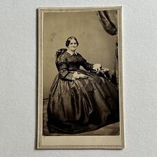 Antique CDV Photograph Lovely Mature Woman Great Dress Civil War Era Hudson NY picture