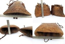 Antique 1900'S Vintage Wooden Crafted Cow Bell Hand Carved Collectible Art India picture