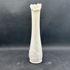 Vintage Westmoreland White Milk Glass Swung Bud Vase Stamped W, 7.5”, 11oz, picture