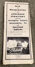 vintage 1948 folded paper map Washington DC Arlington county Maryland Suburbs picture