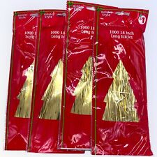 4 Christmas Tree Tinsel Icicles 1000 Gold Strands Tinsel NOS Holiday Style picture