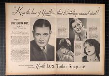 Vintage 1933 Lux Soap 2-Page Print Ad - Richard Dix - Irene Dunne picture