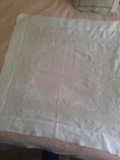 Beautiful Antique Embroidered Dresser Scarf Table Cloth White very thin cotton  picture