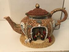 Vintage 1990’s Hometown Teapot Cottages Firehouse Hand Painted Figurine Statue picture