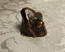 Antique Figural FROG Head 19th C Brass Bronze Sculpture RARE Unique Mini Detail picture