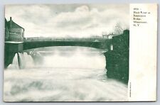 New York Watertown Black River At Suspension Bridge Vintage Postcard POSTED picture