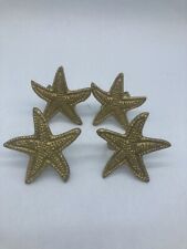 Coastal Nautical Ocean Gold Sea Star Starfish Metal Napkin Rings Set of 4 picture