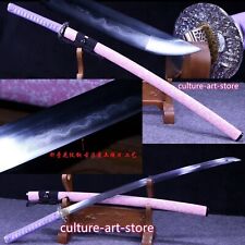 Pink Katana Real Hamon Japanese Katana Sword Clay Tempered Folded Steel Sharp picture