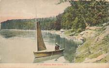 c1910 On The Chemung River Sailboat Person  Elmira NY P487 picture