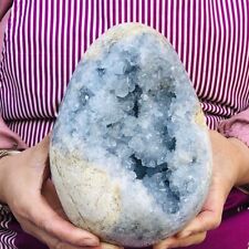 10.49LB Natural Blue Celestite Crystal Geode Cave Mineral Specimen Healing 911 picture