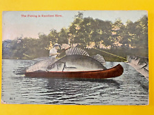 POSTCARD - THE FISHING IS EXCELLENT HERE - 1913 picture