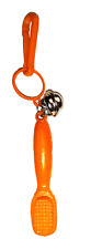 Vintage 1980s Plastic Charm Orange Toothbrush  Charms Necklace Clip On Retro picture