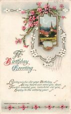 The Birthday Greeting John Winsch Embossed Church in Mirror c.1921 Postcard A424 picture