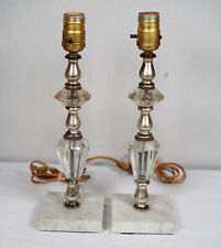 Pair MID CENTURY Table Lamps Lucite & Marble Bases 13