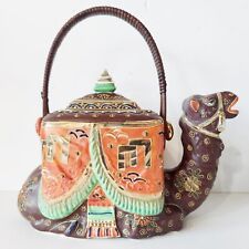 1920s Vintage Japanese Satsuma CAMEL TEAPOT Moriage Ceramic Porcelain COMPLETE picture