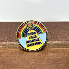 Follow Your Rotary Dream Rainbow Round Metal Enamel Pin Button, Vintage picture