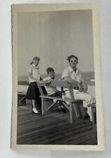 Vintage Photo 1961 Girl Boy Man Sunglasses Posed At Seashore picture