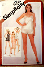 Simplicity Pattern 9859 Misses Slips in Two Lengths Teddy Camisole Pants Size 14 picture