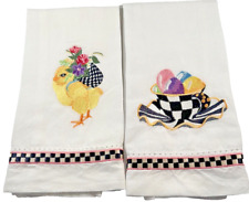 MacKenzie Childs Easter Spring Chick & Egg tea Cup Embroidered Guest Tea Towels picture