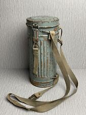 GERMAN WW2 1944 KRIEGSMARINE CAMOUFLAGED GAS MASK CANISTER WITH RIVETED STRAPS picture