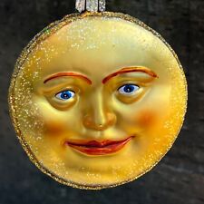 2008 Old World Christmas Glass Ornament MOON Two-Sided Full & Crescent w/ Tag picture