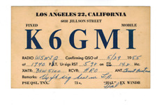 Ham Radio Vintage QSL Card      K6GMI   1955   Los Angeles, Ca. picture