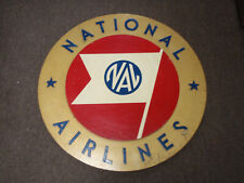 LARGE OLD WOODEN NATIONAL AIRLINES AIRPORT SIGN - 23-1/2 INCH DIAMETER picture