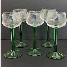 5 Vintage Luminarc of France Emerald Green Thick Stem Wine/Cordial Glasses 6.5