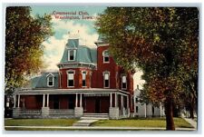 c1910's Commercial Club Facade View Entrance Building Washington Iowa Postcard picture