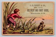 Fantasy Boy Feeds Frog Fly J B Estey Bee Hive Millinery Fancy Goods  P156 picture