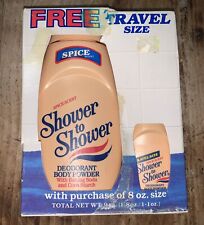 Vintage NIB Shower to Shower SPICE scent Deodorant Body Powder 8 oz & Travel 1oz picture