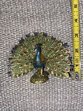 Beautiful Enameled metal and Bejeweled peacock trinket box  picture