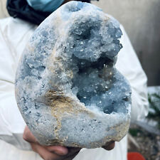 6.5lb Large Natural Blue Celestite Crystal Geode Quartz Cluster Mineral Specime picture
