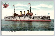Pre WWI USS Battleship New York UDB Vtg Antique Postcard c 1900s William H Rau picture
