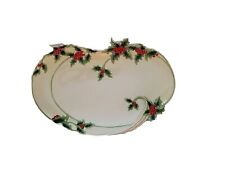 Franz Retired Holly Berries Design Porcelain Platter #FZ00420 13” X 9.25” X1.25” picture
