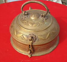 18c Vintage Handwork Grid Cut Ottoman Islamic Royal Jewelry Box Brass Extra Rare picture