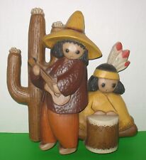 Vintage Burwood Plastic Wall Hanging Native American Musicians Guitar Drum Music picture