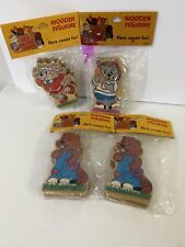 Vtg 1984 The Get Along Gang Wooden Figurine Lot American Greetings Cat Beaver picture