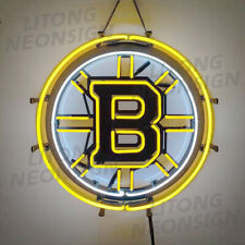 Boston Bruins Logo Neon Signs 18x18 Beer Bar Sport Pub Store Wall Decor picture