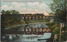 1908 Erie Railroad Bridge Train Reflection Neversink River Port Jervis NY Coal picture